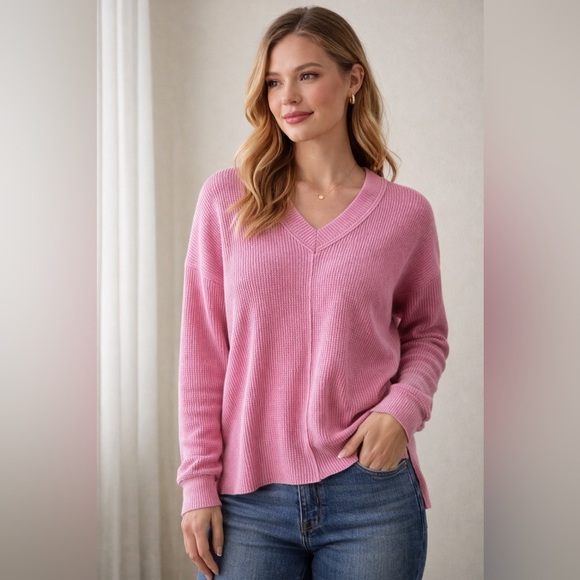 aerie Sweaters - aerie Pink V-Neck Waffle Knit Sweater